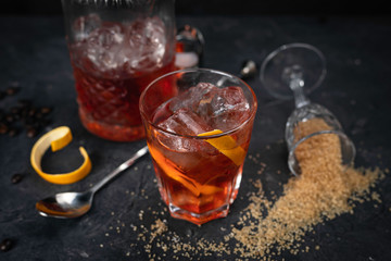 alcoholic cocktails on black background
