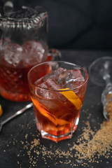 alcoholic cocktails on black background