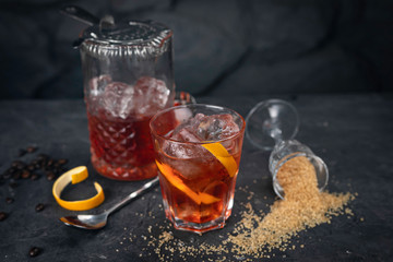 alcoholic cocktails on black background