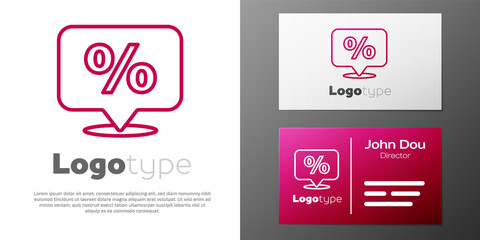 Logotype line Discount percent tag icon isolated on white background. Shopping tag sign. Special offer sign. Discount coupons symbol. Logo design template element. Vector