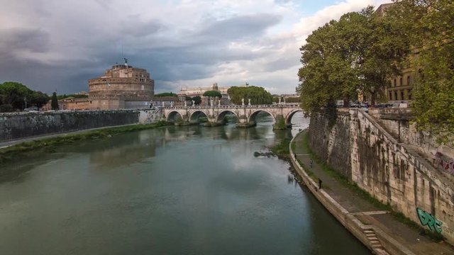 Sant Angelo bridge in rome timelapse