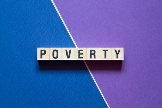 Poverty word concept on cubes