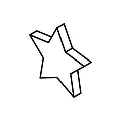 Star left isometric icon. Rating and award, best symbol. logo. Outline design editable stroke. For yuor design. Stock - Vector illustration.