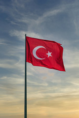 flag of turkey at sun set 