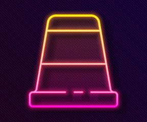 Glowing neon line Thimble for sewing icon isolated on black background. Vector Illustration