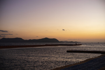 view of sea in twilight time