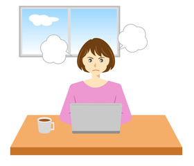 在宅勤務でトラブルの女性 2
