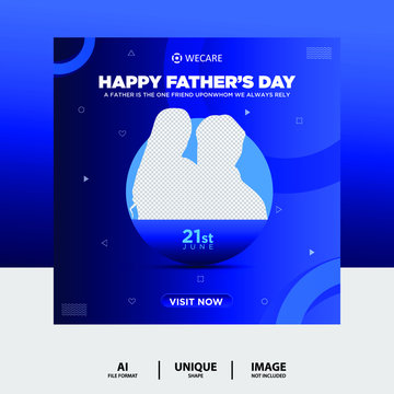 father's day social media post blue color banner