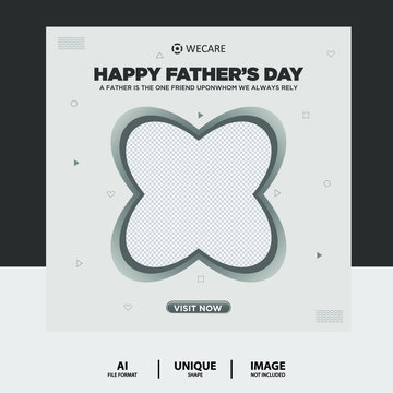 Grey color father's day social media post banner