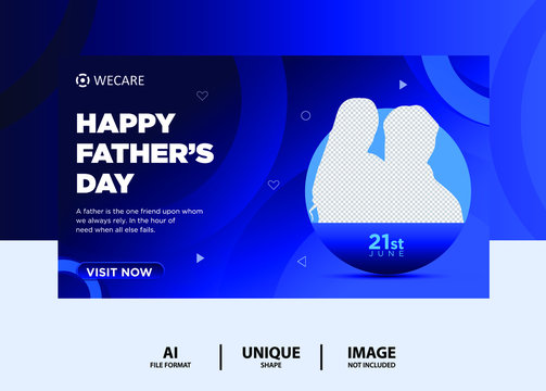 Blue color father's day Web banner Design