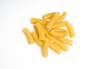 Macaroni on white table