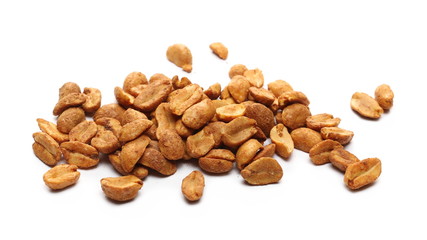 Spicy pepper, paprika peanuts pile isolated on white background