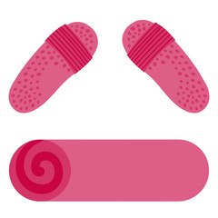 A set of applicator slippers and back roller for massage and self-massage. Vector illustration.