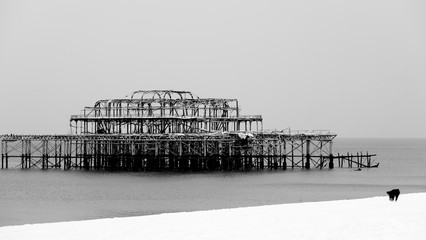 brighton west pier covered in snow