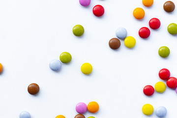 colorful candies abstract white background
