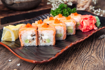 Gourmet philadelphia rolls salmon cheese avocado