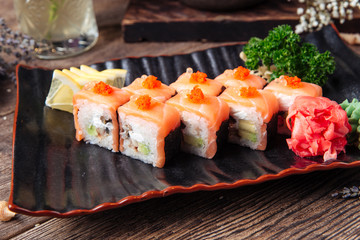 Gourmet philadelphia rolls salmon cheese avocado