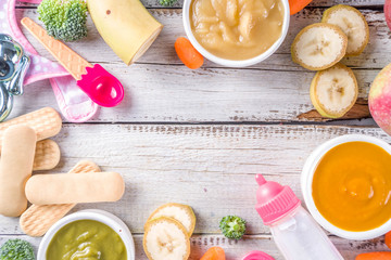 Colorful baby food puree