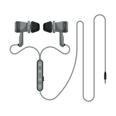 Gray Wired Earphones, Accessory for Music Listening Vector Illustration