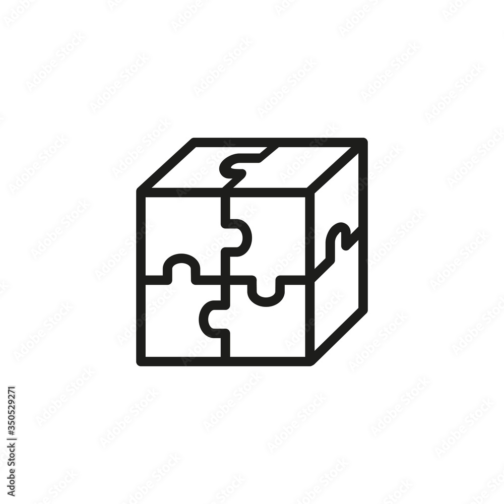 Aufkleber line icon of cube puzzle. plan, strategy, creativity. solution concept. can be used for topics like 