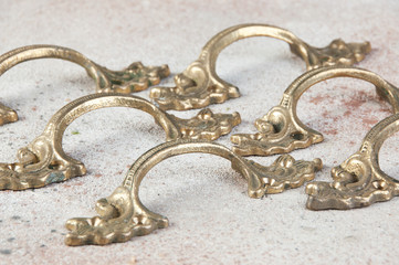 Six antique furniture dresser handles