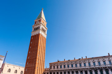 Fototapeta na wymiar The Campanile in Piazza San Marco in Venice in Veneto, Italy