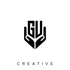 gu shield hand logo design vector icon