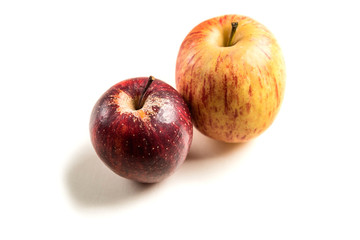 Ripe natural Apple. Juicy Apple isolated on white. red and yellow Apple.