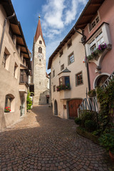 view from the historical center of the Italian little town of Chiusa in South Tirol