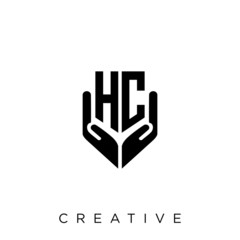 hc shield hand logo design vector icon