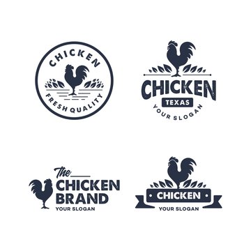 chicken hen logo icon illustration ,vector set of premium chicken meat labels, badges and design elements