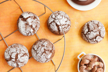 chocolate chip cookies on a gold background, homemade crumbly cookies