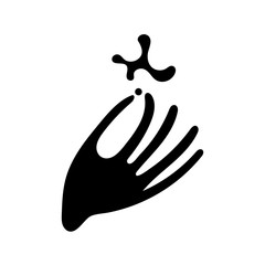 Hand with an abstract element.The concept of caring for the environment. Vector monochrome logo design template for centers of holistic medicine, yoga, organic products.