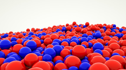 Fototapeta premium red and blue glossy spheres on a white background. 3d render illustration