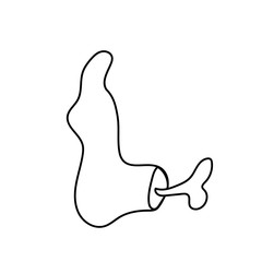 Fototapeta premium One simple the chopped off zombie leg for halloween.Scary illustration of hand drawn with a black line. Spiteful doodle style. Design for packaging, card, web, social networks, print, backgrounds.