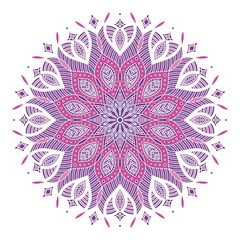 violet and pink round symmetrical vector artwork. mandala pattern