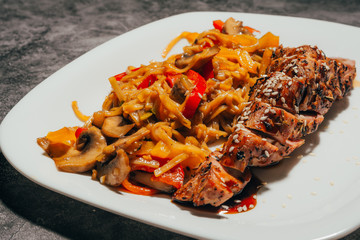 pour meat with sauce