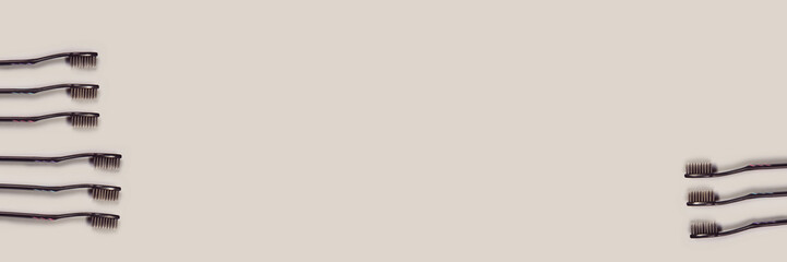 bamboo eco toothbrush. Natural dentist care. Banner.