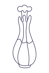 Elongated shape bottle of perfume in doodle style. Hand drawn vector illustration in black ink isolated on white background.  Great for coloring book.