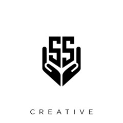 Obraz premium ss shield hand logo design vector icon