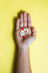Different type of pills in a hand
