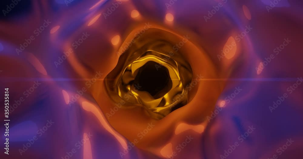 Poster 3d render loop animation of colorful organic tube.