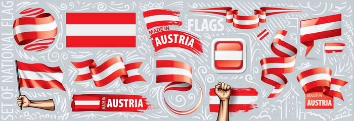 Vector set of the national flag of Austria in various creative designs
