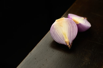 garlic on black background
