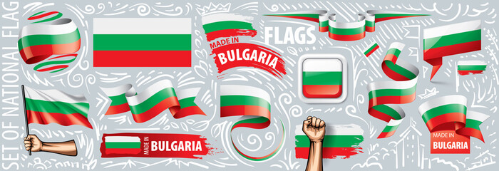 Vector set of the national flag of Bulgaria in various creative designs