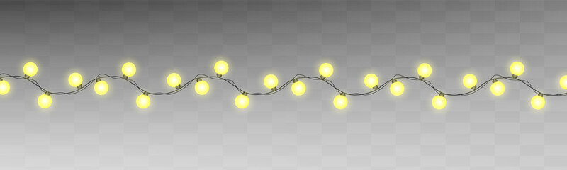 Christmas lights isolated on transparent background