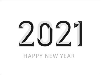 Happy New Year 2021 logo text design. Cover of business diary for 2021 with wishes. Brochure design template, card, banner. Vector illustration. Isolated on white background.