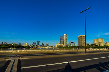 London skyline from Waterloo Bridge in England, UK