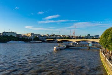 London skyline from Waterloo Bridge in England, UK