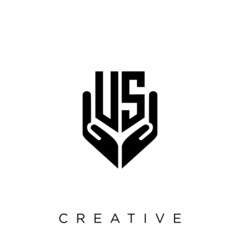 us shield hand logo design vector icon